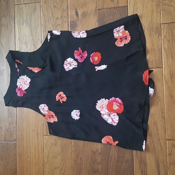 JC Penney Worthington Petite Sleeveless Floral Top Work Wear Neck Tie Size MP - Picture 7 of 11